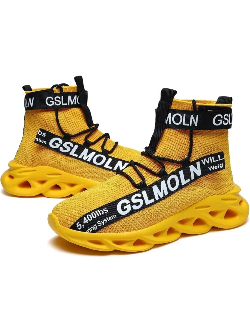 🆕Men Yellow 1 High Top Sneakers Breathable Gym Athletic Running Walking Tennis